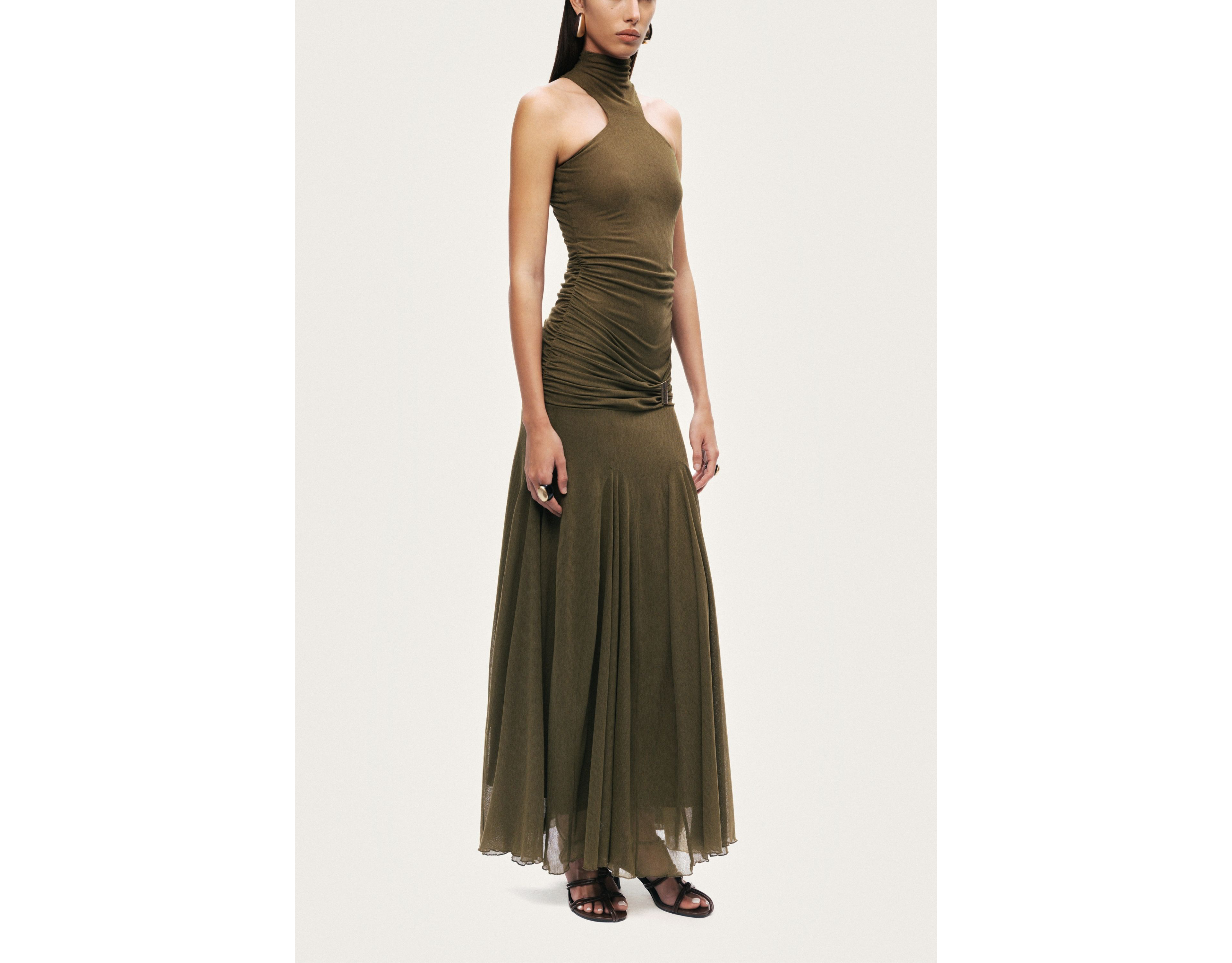 Nocturne Halter Neck Draped Maxi Dress