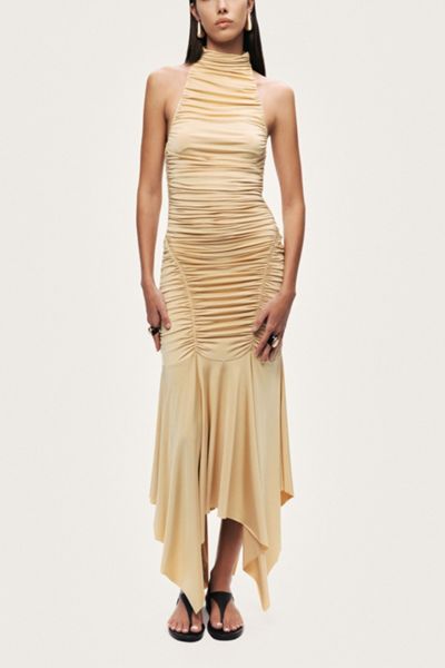 Nocturne Ruched Halter Midi Dress