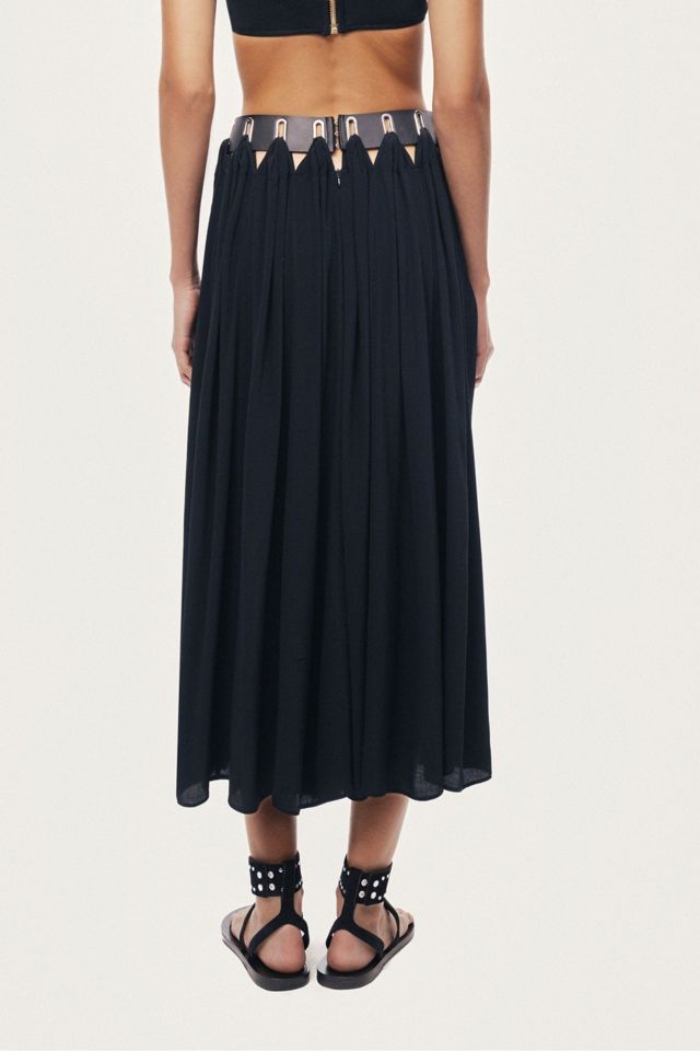 Nocturne Pleated Ring-Detail Midi Skirt #4