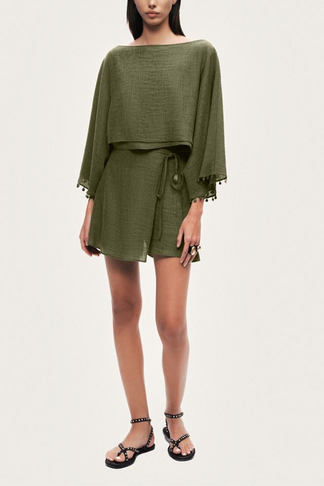 Nocturne Cropped Boat-Neck Blouse #1
