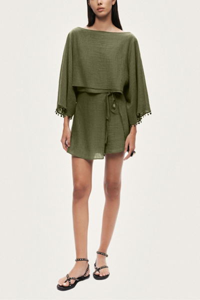 Nocturne Cropped Boat-Neck Blouse