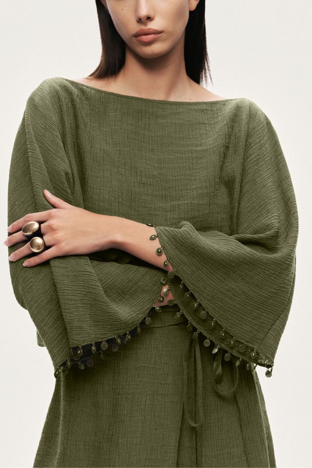 Nocturne Cropped Boat-Neck Blouse #3