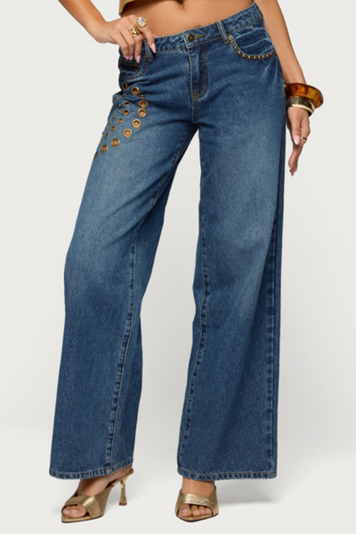 Edikted Monika Stud & Grommet Low Rise Baggy Jean