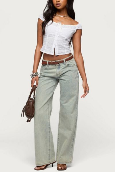 Edikted Tall Magda Acid Wash Low Rise Baggy Jean