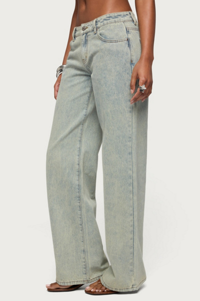 Edikted Tall Magda Acid Wash Low Rise Baggy Jean