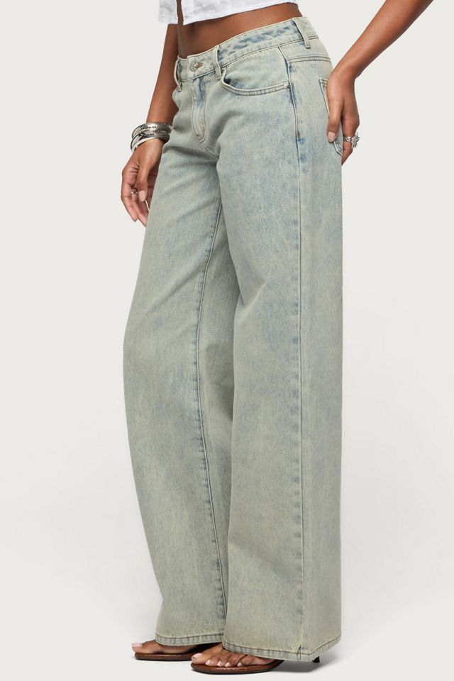 Edikted Tall Magda Acid Wash Low Rise Baggy Jean #1