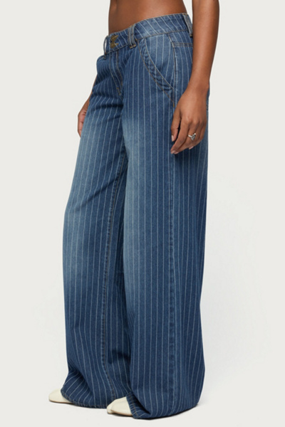 Edikted Tall Cory Striped Low Rise Baggy Jean