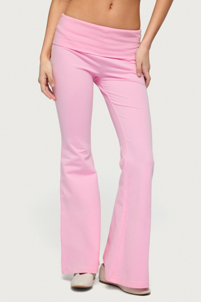 Edikted Petite Naomi Foldover Flared Leggings Pant In Light/pink, Women's At Urban Outfitters