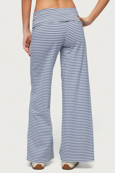 Edikted Petite Lilah Striped Fold Over Pants