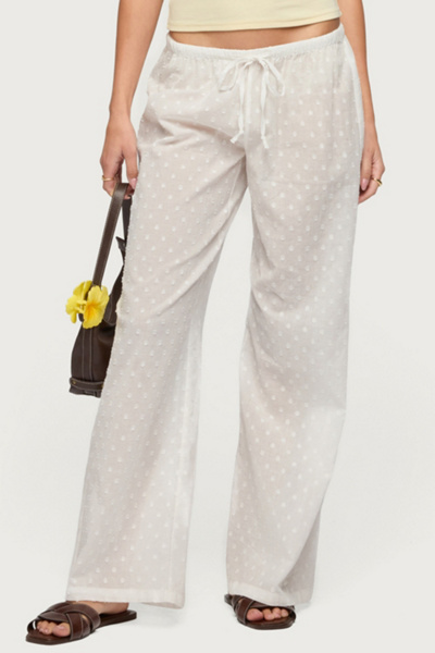 Edikted Embroidered Polka Dot Sheer Cotton Pants