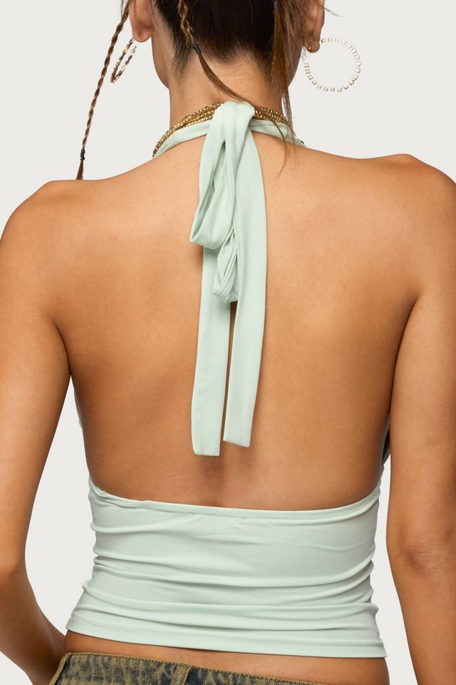 Edikted Sequin Plunge Neck Halter Top #4