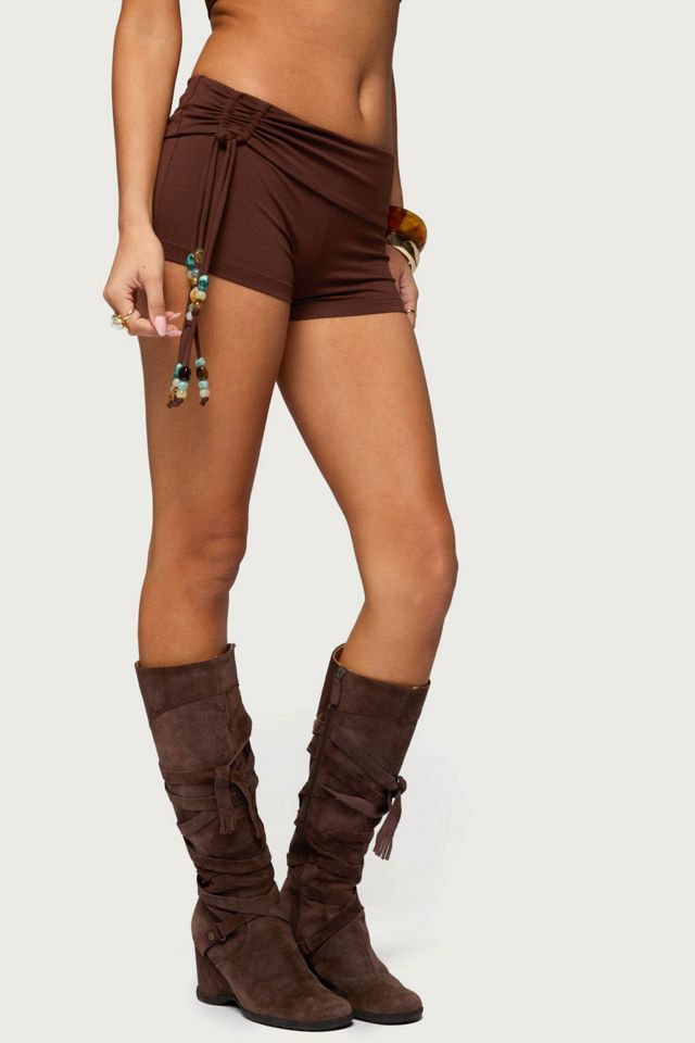 Edikted Thia Ruched Bead Foldover Shorts #2