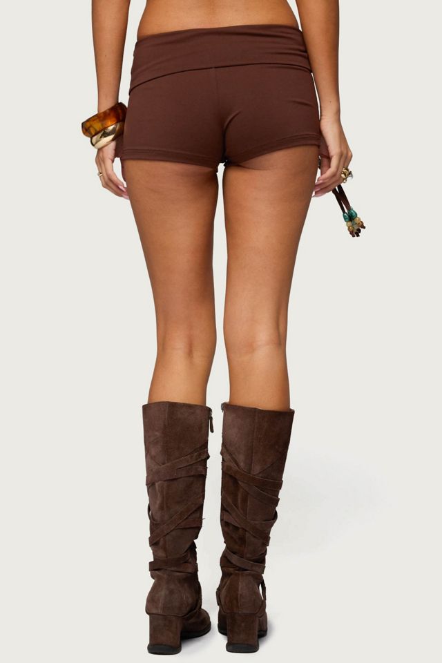 Edikted Thia Ruched Bead Foldover Shorts #3