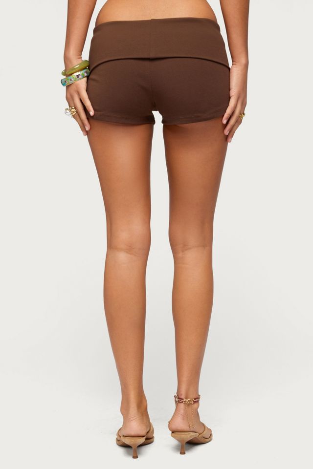 Edikted Masha Iridescent Button Foldover Shorts #3