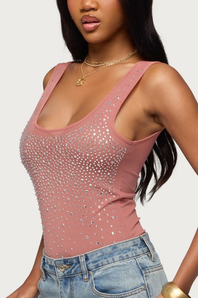 Edikted Angelita Rhinestone Sheer Mesh Bodysuit #2