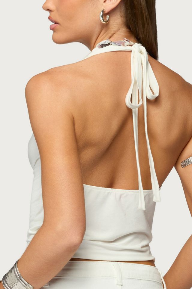 Edikted Audrie Studded Cowl Neck Halter Top #4