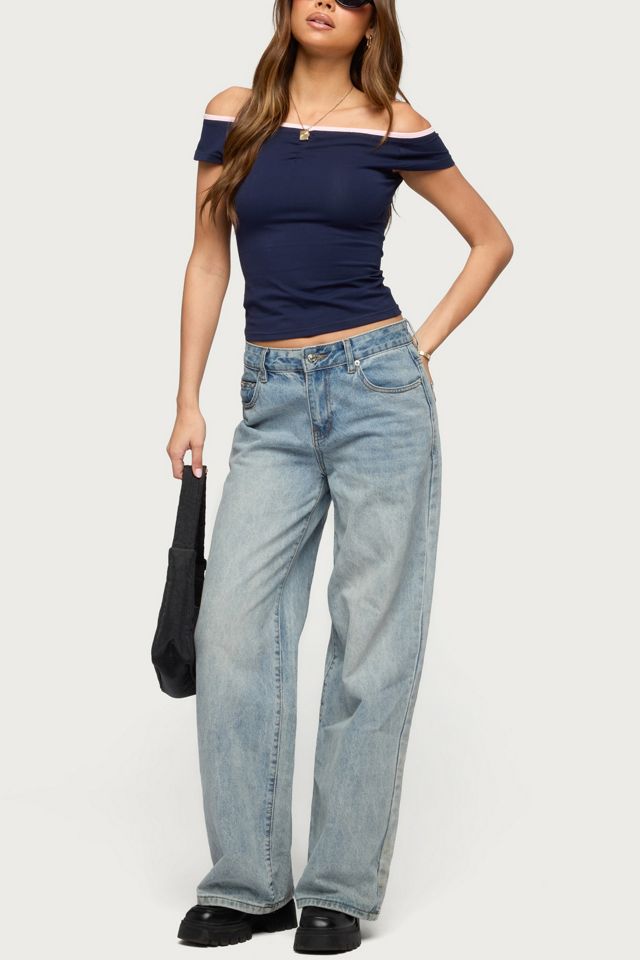Edikted Dellah Contrast Off Shoulder Top #1