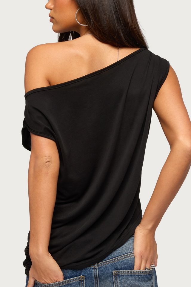 Edikted Ofelia Asymmetric Off Shoulder Ruched Top #4