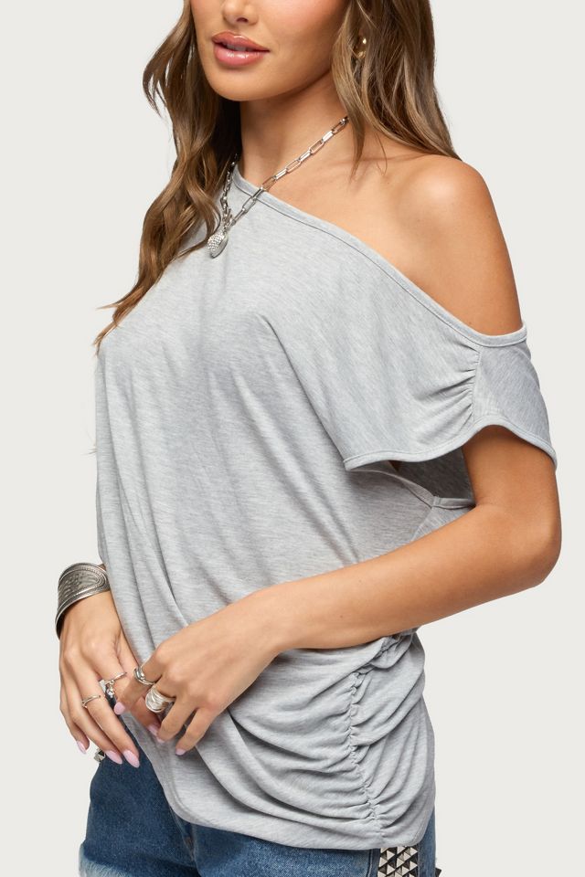 Edikted Ofelia Asymmetric Off Shoulder Ruched Top #2
