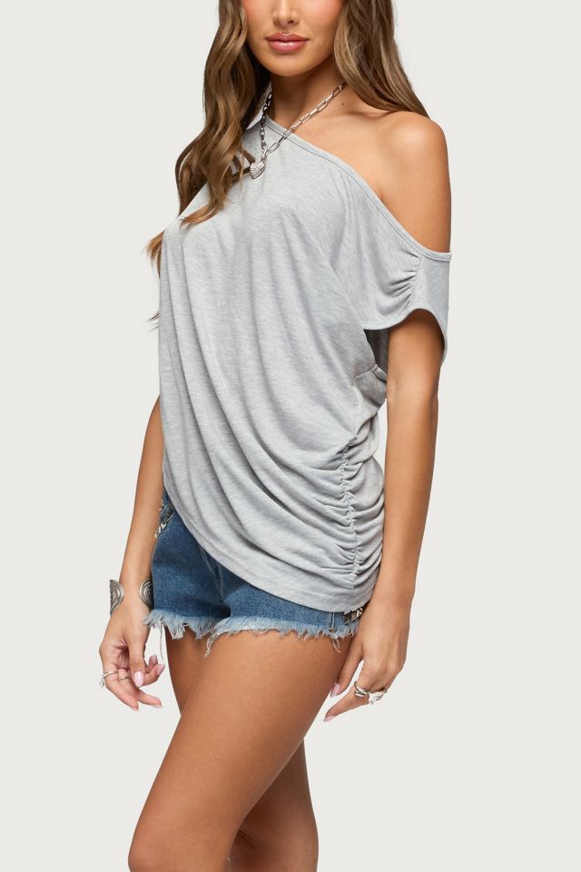 Edikted Ofelia Asymmetric Off Shoulder Ruched Top #3