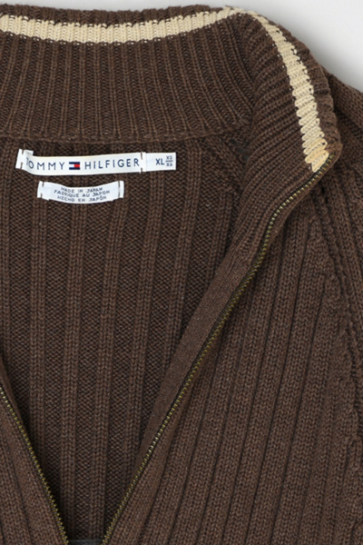 Vintage Y2k Tommy Hilfiger Ribbed Knit Zip-Up Sweater