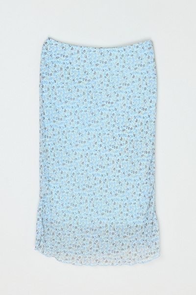 Vintage Y2k Light Blue Printed Midi Skirt