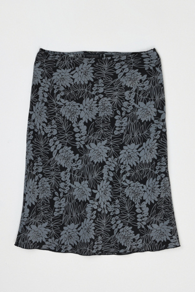 Vintage Y2k Dark Grey Printed Midi Skirt