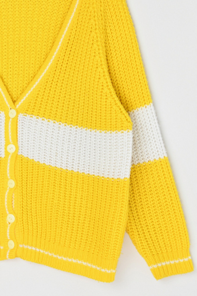 Vintage 90s Yellow & White Striped Knit Cardigan