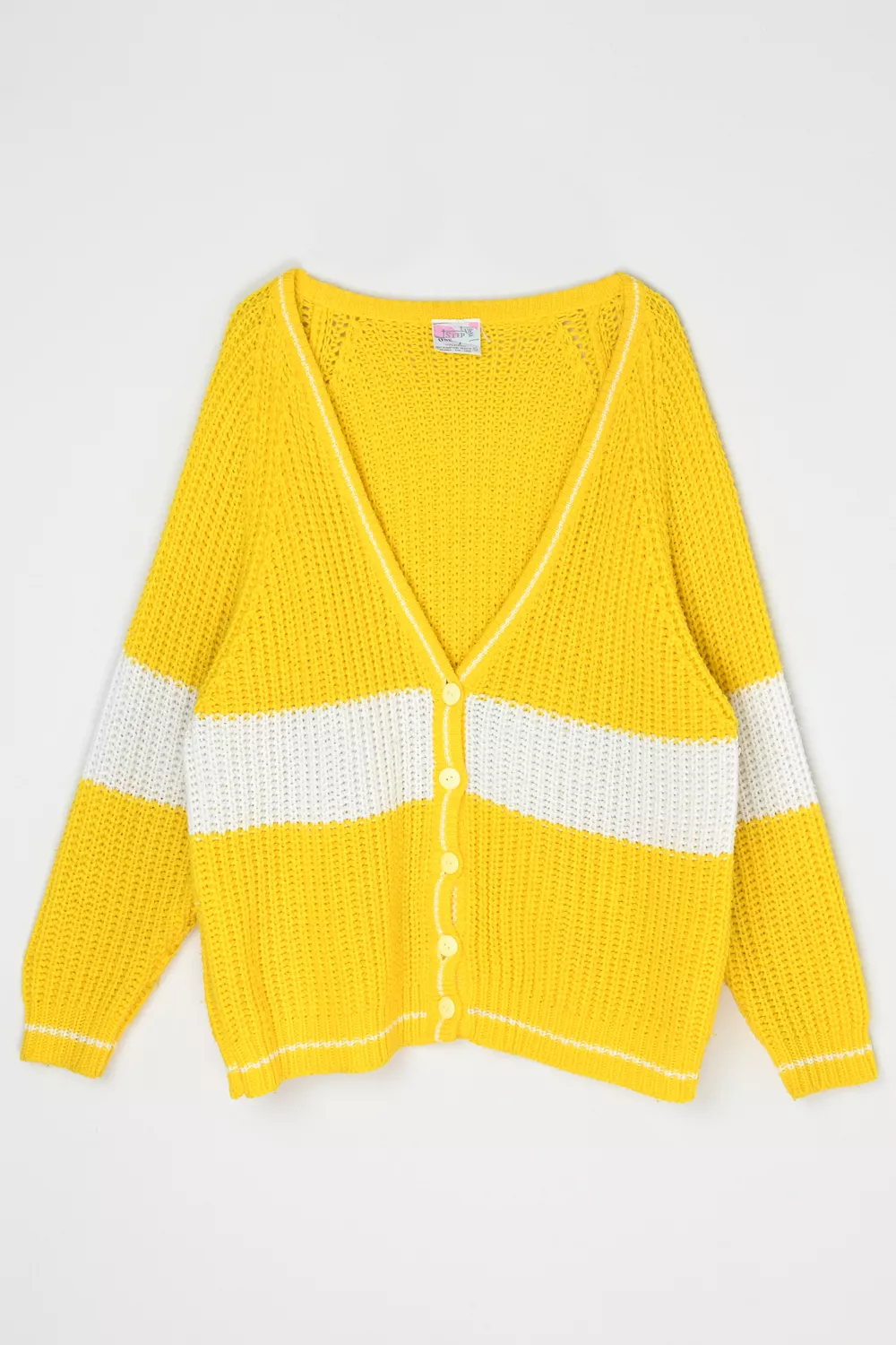 Vintage 90s Yellow & White Striped Knit Cardigan