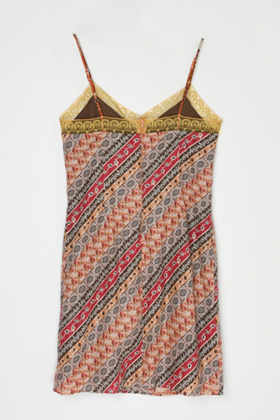 Vintage Y2k Printed Mini Dress with Gold Lace