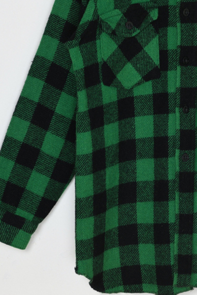 Vintage 70s Green & Black Heavy Wool Flannel Shirt