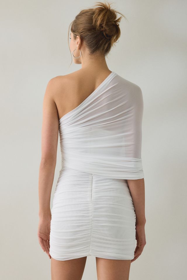 Bardot Celia Asymmetric One-Shoulder Ruched Mesh Mini Dress #1