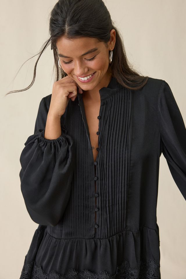 Bardot Antonia Lace Trim Trapeze Shirt Dress #2