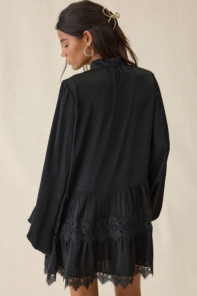 Bardot Antonia Lace Trim Trapeze Shirt Dress #3
