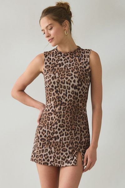 Bardot Andrie Leopard Print Sleeveless Mini Dress