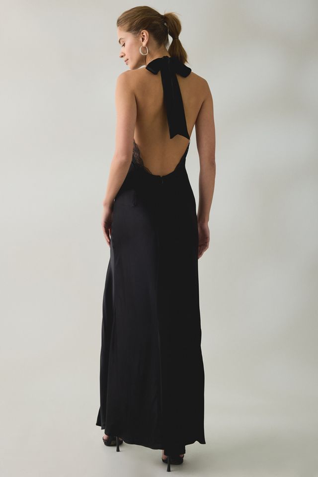 Bardot Roselyn Halter Neck Lace Trim Slip Maxi Dress #4