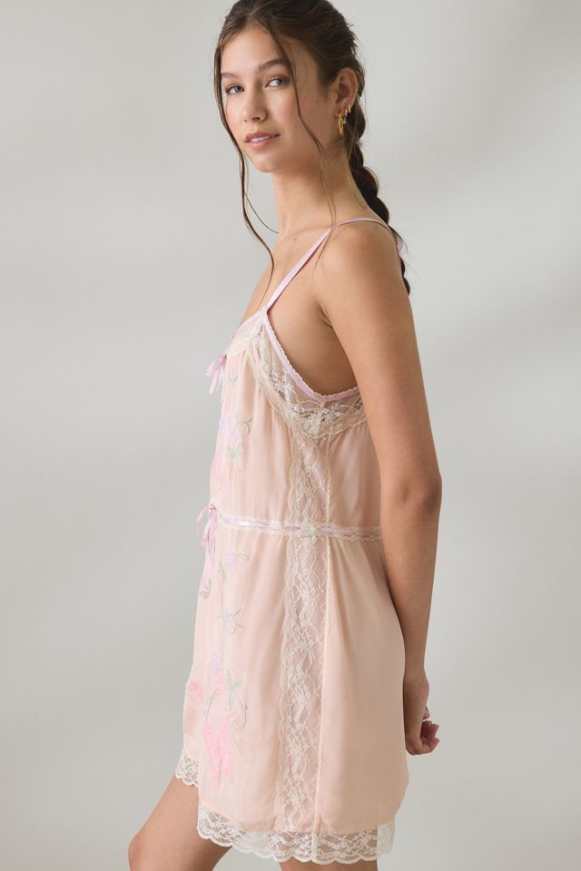 LoveShackFancy Nouvelle Embroidered Butterfly Slip Mini Dress #2