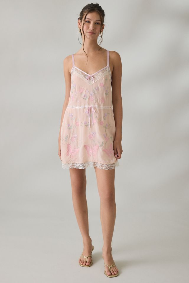 LoveShackFancy Nouvelle Embroidered Butterfly Slip Mini Dress #4
