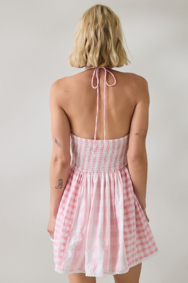 LoveShackFancy Arletta Watermelon Waves Cotton Halter Mini Dress #5
