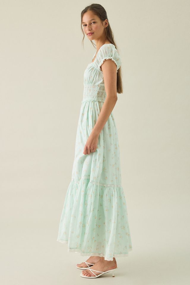 LoveShackFancy Lyssara Puff Sleeve Smocked Midi Dress #2