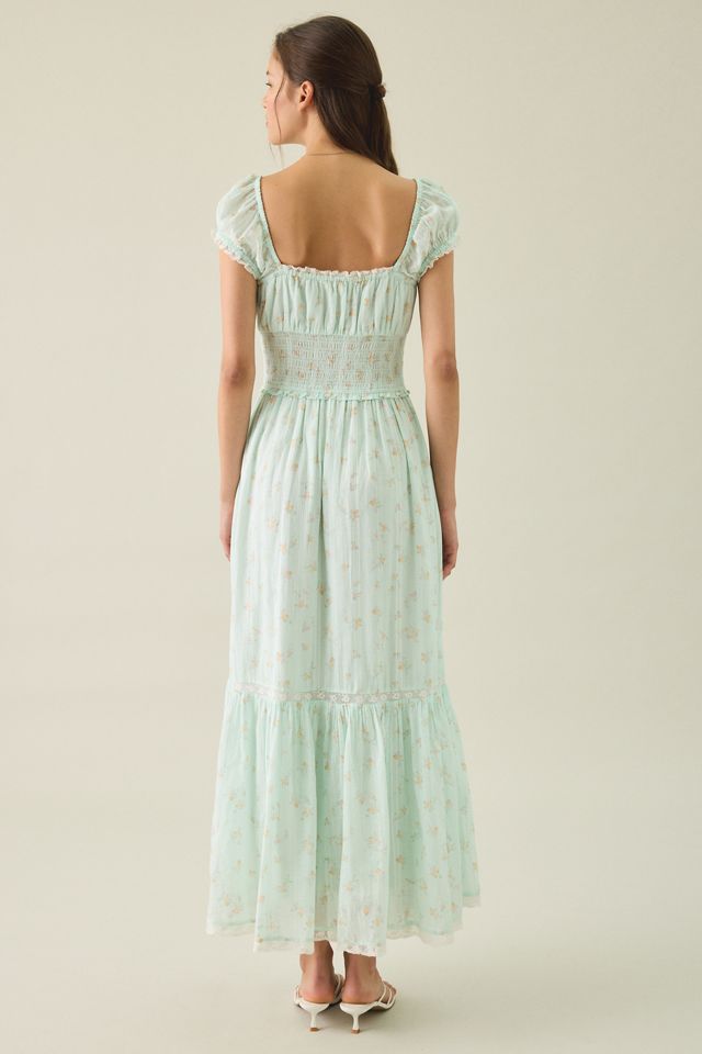 LoveShackFancy Lyssara Puff Sleeve Smocked Midi Dress #3