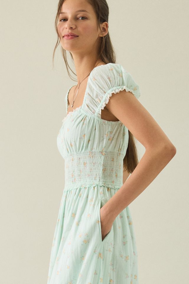 LoveShackFancy Lyssara Puff Sleeve Smocked Midi Dress #4