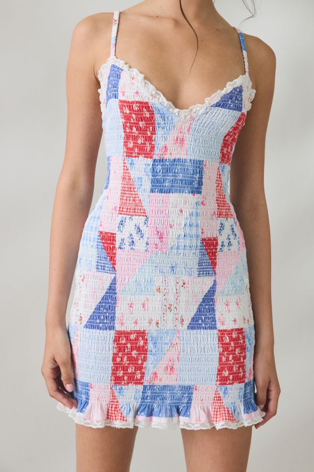 LoveShackFancy Solier Heartland Patchwork Smocked Mini Dress #2