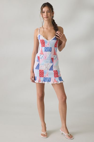 LoveShackFancy Solier Heartland Patchwork Smocked Mini Dress
