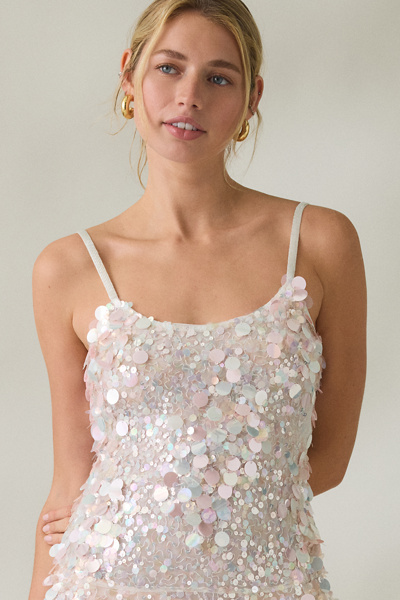 LoveShackFancy Liria Iridescent Sequin Mini Dress