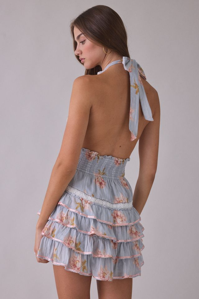 LoveShackFancy Kerch Cotton Halter Mini Dress #1