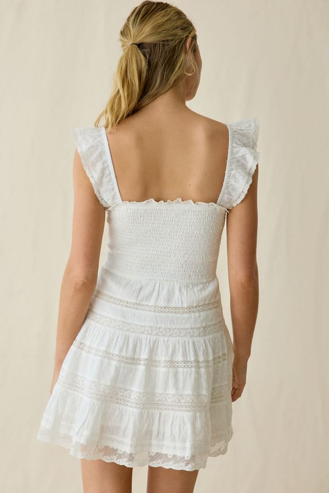 Mini-robe froncée à bordure de dentelle Colbera LoveShackFancy #1