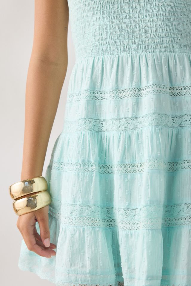 LoveShackFancy Colbera Lace Trim Smocked Mini Dress | Urban Outfitters