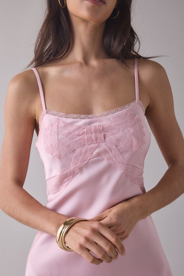 Mini-robe en crêpe LoveShackFancy Mirelis avec détail de nœud en dentelle #1
