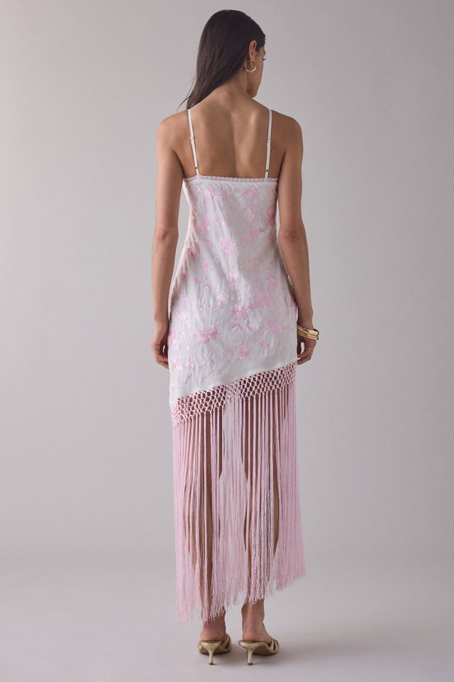 Robe maxi asymétrique à franges en jacquard floral Evalette de LoveShackFancy #3